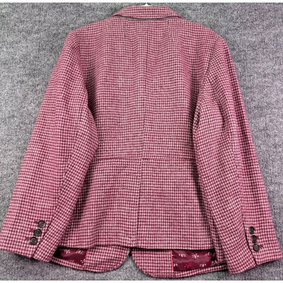 Talbots Plus 20W Wool Blend Houndstooth Blazer Pink Burgundy Lined - Picture 6 of 11